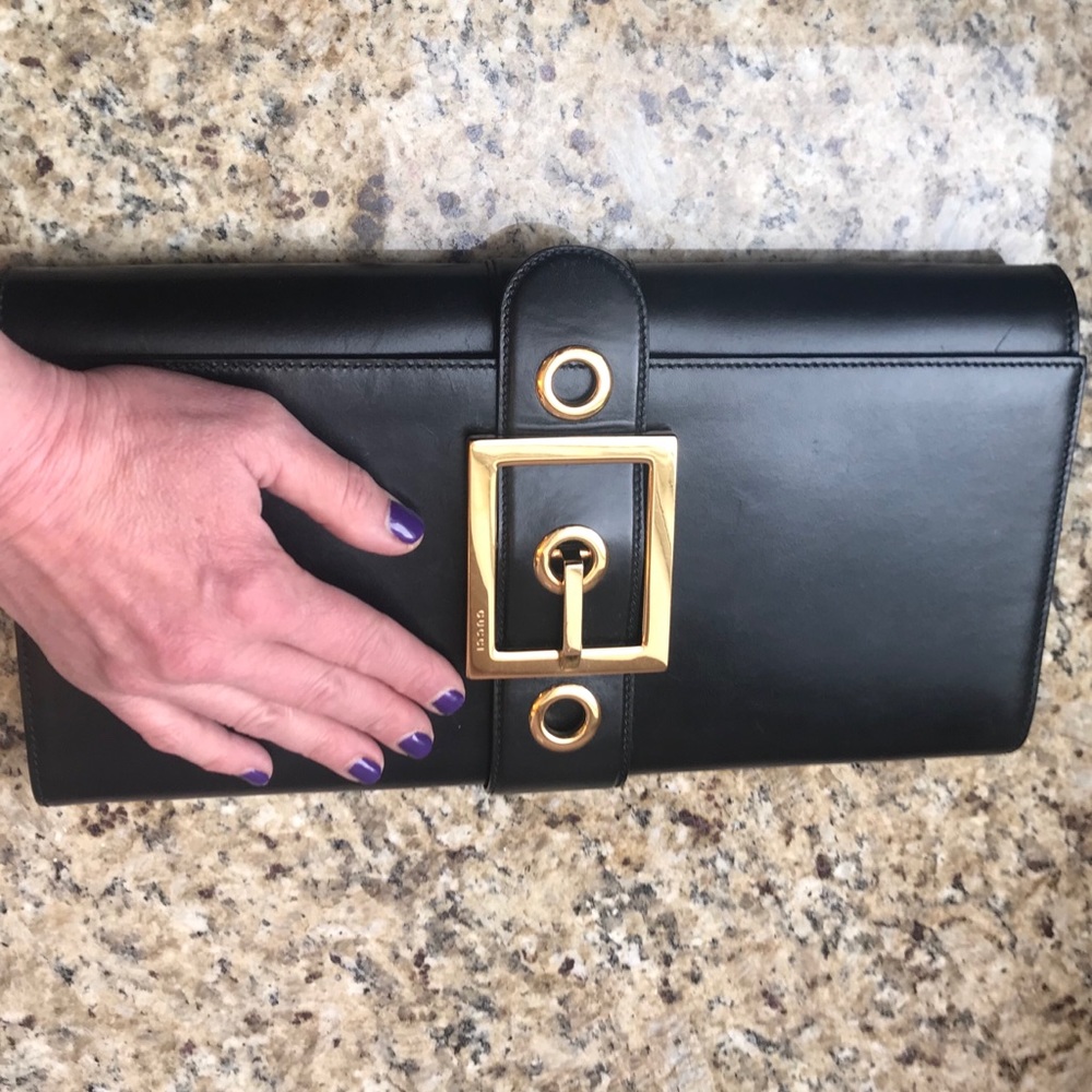 Gucci LARGE 14”x8” Kesha Buckle Clutch